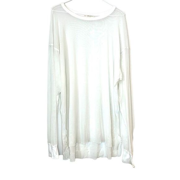 Truly Madly Deeply Sheer Mesh Fabric Long Sleeve Top White Large - Picture 2 of 3